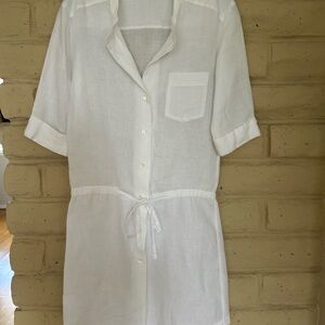 James Perse Cream Button-Up Shirtdress